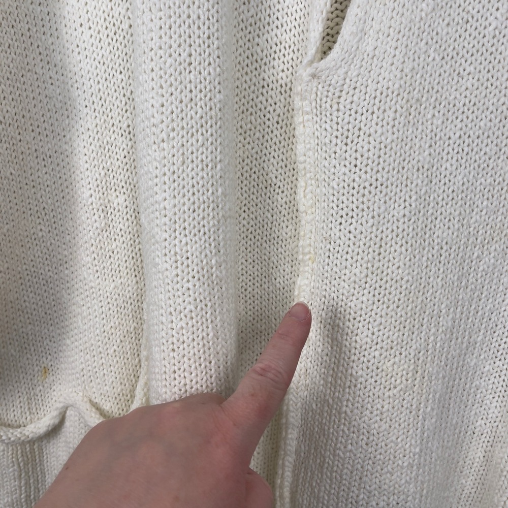 Eskandar Cardigan Sweater Cotton Linen Oversized Knit OS Ivory Cream‎ Lagenlook - Picture 7 of 13